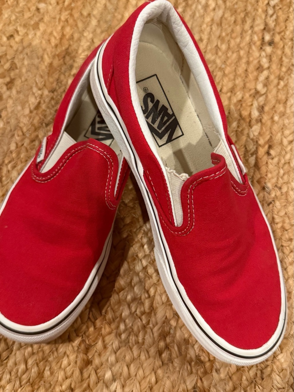 Vans Kids Red Classic Slip-On Canvas Sneakers